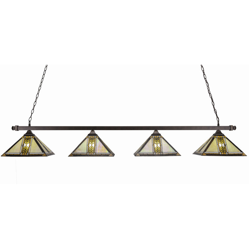 Barre carrée 4 lumières avec verre de 14 po, Bronze, Jaune/brun, H 11,5 po x l 74,25 po x P 14 po