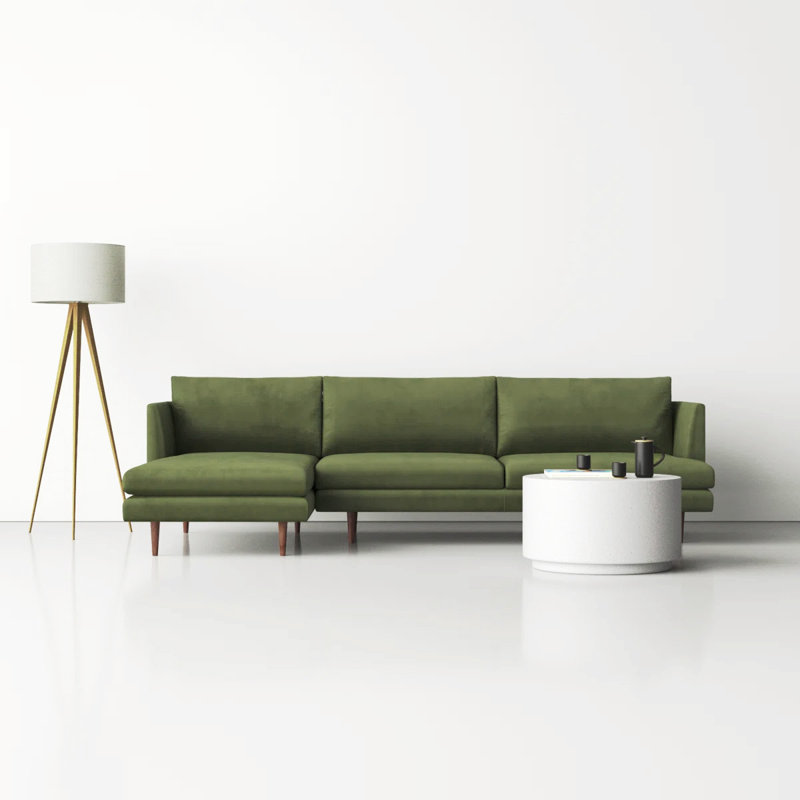 Miller 2 - Piece Upholstered Sectional, Orienté à gauche (vu de face), Mélange de polyester vert olive