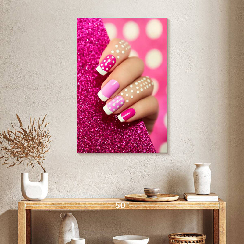 Shuttleworth Dotted Pink Nails, 36" H x 24" W