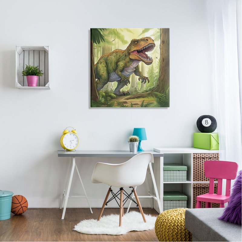 «Roaring Dinosaur Scenery on Canvas» par Wumples, H 30 po x l 30 po x P 1,5 po