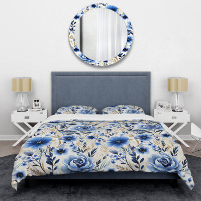 Ensemble de housse de couette Blue Boho Chic Floral