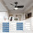 30" Flush Ceiling Fans with Lights & Black Blades,Low Profile Light and Fan with Remote,Small Modern Flush Mount Ceiling Fan with 3 Colour Led for Living Room Bedroom Kitchen-104321102