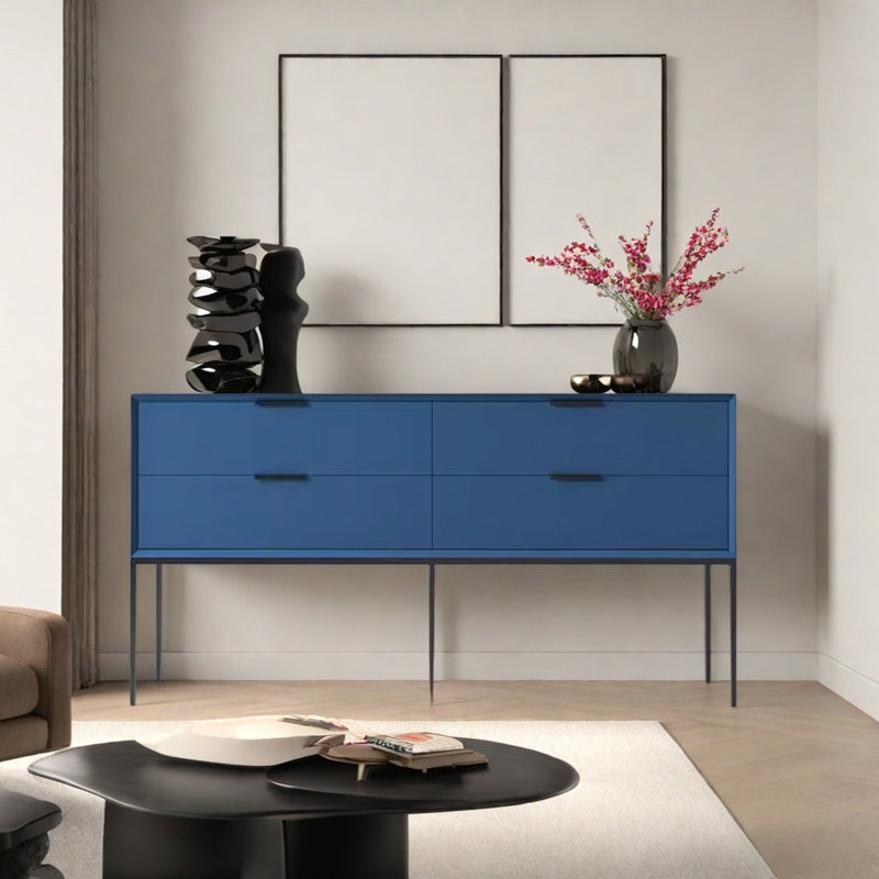 Modern Minimalist Practical Console Table, Blue, 31.5" H x 70.87" W x 15.75" D