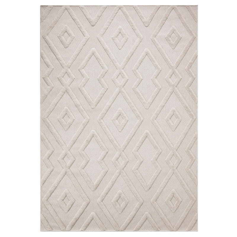 Elegant White Area Rug, 4.0 x 5.9 Feet | 100% Polypropylene, 0.2 in Pile Height | 400,000 Thread Points | Easy to Clean with Vacuum | Perfect for Living Room & Bedroom, Stylish and Durable Design