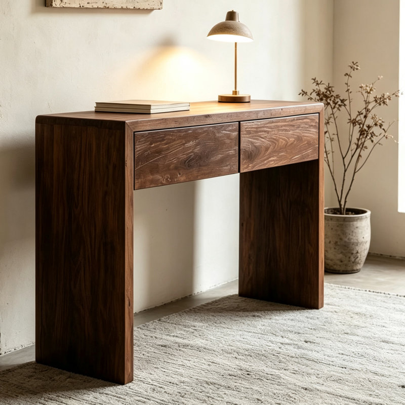 Console Wabi-sabi, H 31,5 po x l 39,4 po x P 13,8 po, Brun, Brun, Brun
