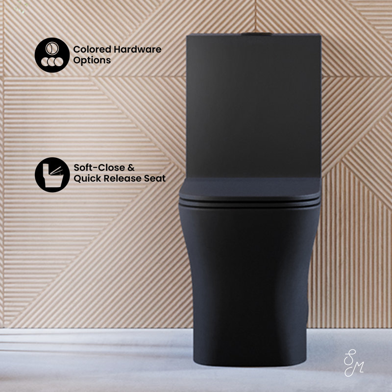 Concorde One Piece Square Toilet Dual Flush in Matte Black, Black Hardware 1.1/1.6 gpf, Matte Black, Top