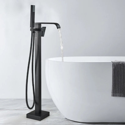 Robinet de baignoire autoportant monocommande à fixation au sol avec douche à main