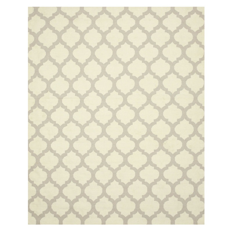 Tapis transitionnel en laine tissé à plat gris ivoire Olsson, Rectangle de 10 pi x 14 pi