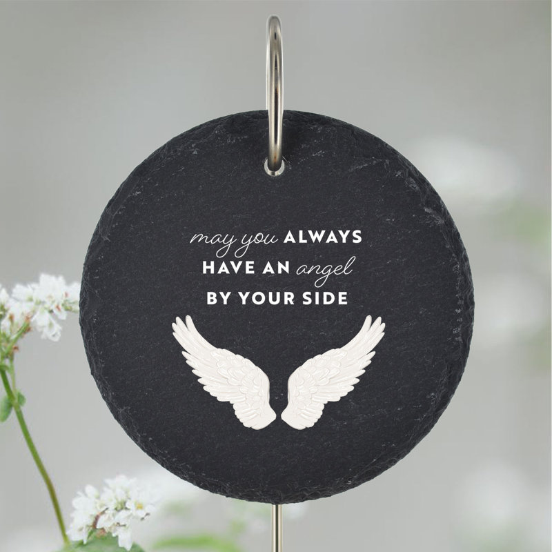Branyah Wings Angel by Your Side Circle Slate Marker Memorial Plaque