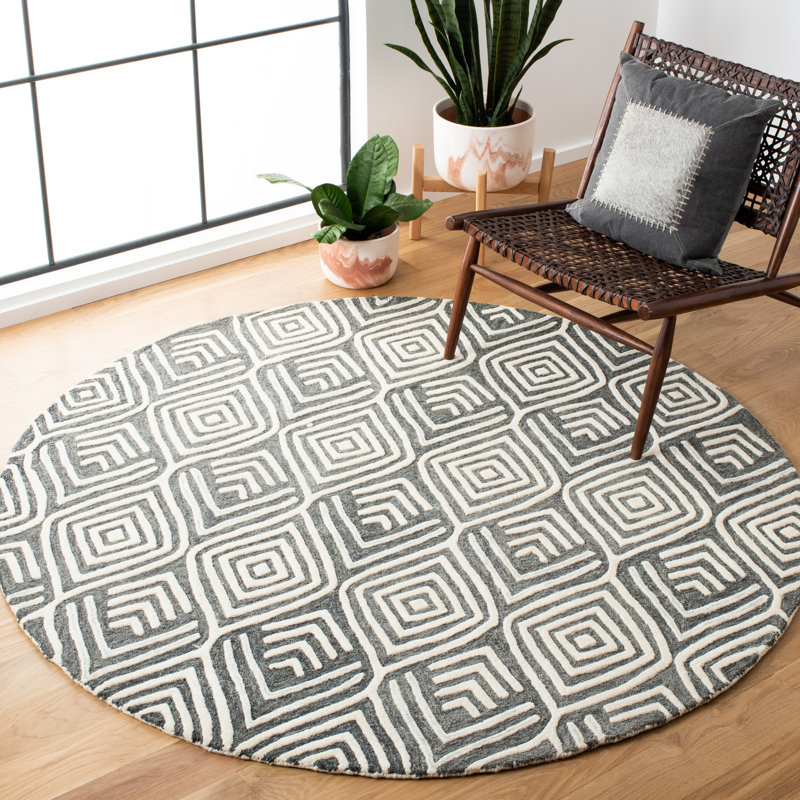 Tapis en laine touffeté à la main Hidalgo, Rond 6 pi