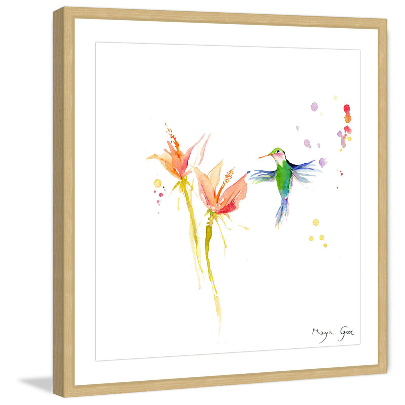 «Green Hummingbird» par Maya Gur, reproduction encadrée, H 12 po x l 12 po x P 1,5 po