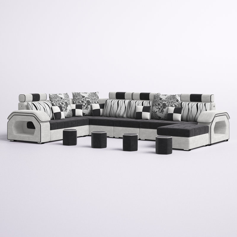 Canapé modulaire réversible en microfibre réversible de 142 po de large Avelardo