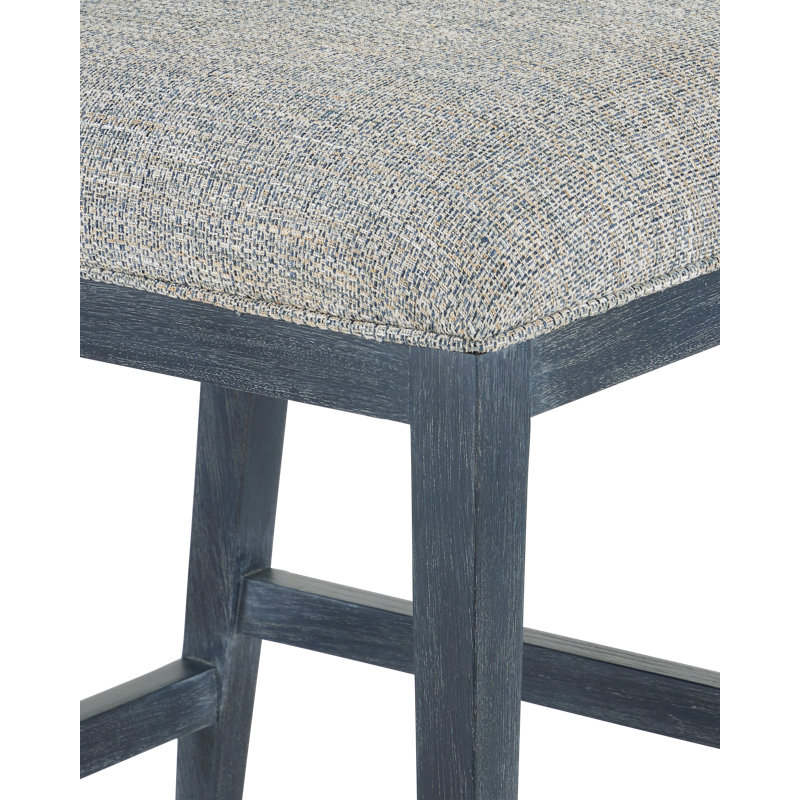 Santos Bar Stool, Barrett Dusk, Gray/Vintage Navy/Satin Brass, Counter Stool (26" Seat Height)