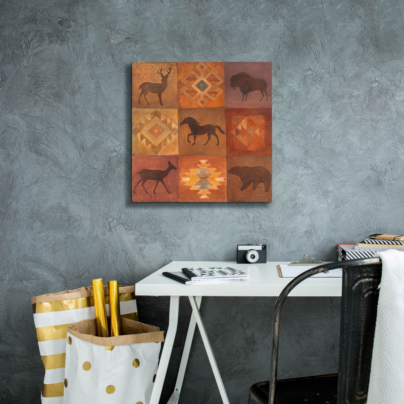 "Epic Graffiti" Desert Sunset Animals 1 "par Albena Hristova, art mural sur toile, H 18 po x l 18 po x P 0,75 po