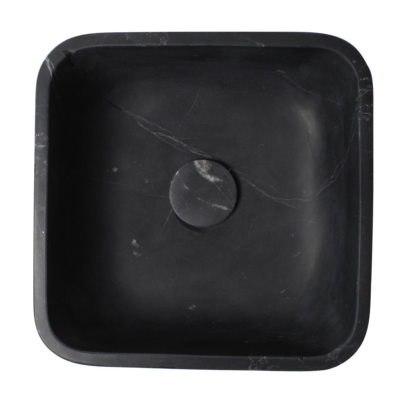 Barclay Maxton 15.75'' Stone Square Bathroom Sink, Honed Black Forest Marble