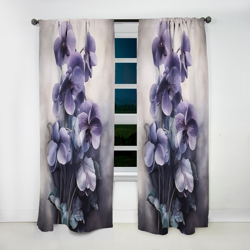 Rideau en velours mauve violet et violet Violets Dream II - obscurcissant - 1 panneau, L 52 po x L 90 po
