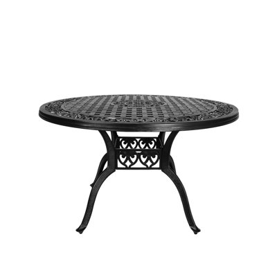 48 Inch Outdoor Dining  Splicing  Table Cast Aluminum Patio Table with Umbrella Hole,Black