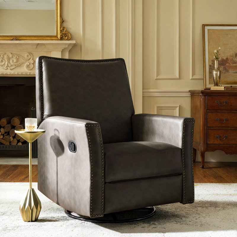 Fauteuil inclinable manuel berçant en cuir Jerseyville, Ombre