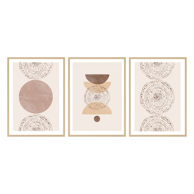 Abstract Boho by The Miuus Studio - 3 Piece Framed Artwork Set on Paper