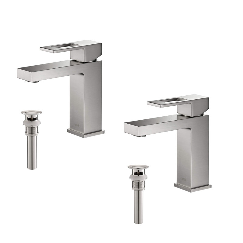 Cube Single-Hole Single-handle Bathroom Faucet, Brush Nickel, Yes