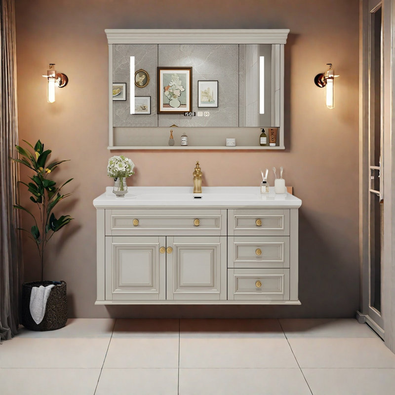 American-style smart solid wood bathroom cabinet