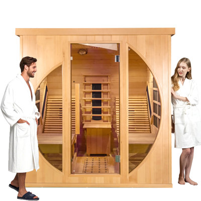Hylivesaunas Full Spectrum Infrared 2 Person Sauna Room, Red Light Therapy Luxury Wood Home Sauna with Recliner, Canadian Hemlock Indoor Dry Saunas Sp