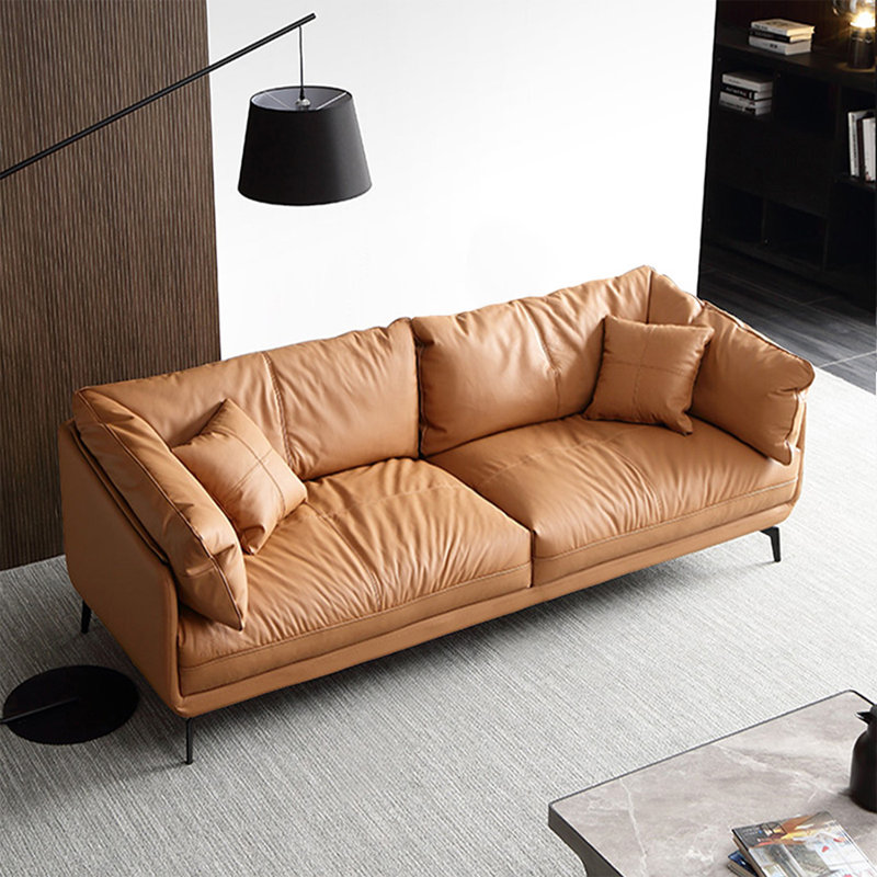 Causeuse-coussin standard en cuir véritable brun