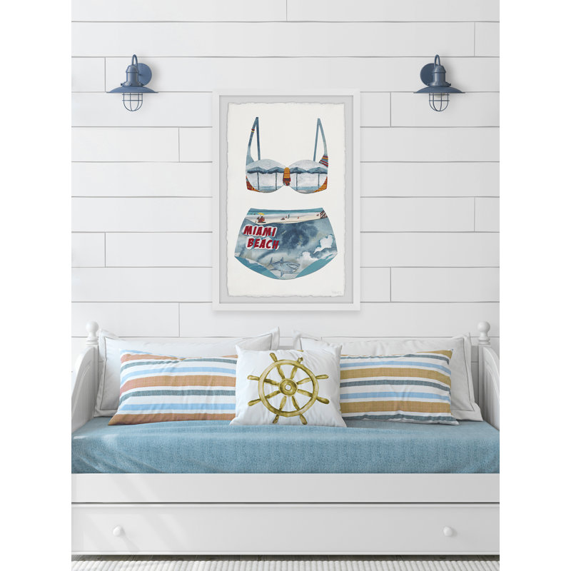 «Miami Beach Retro Bikini», reproduction d'art graphique sur papier encadré, H 45 po x l 30 po x P 1,5 po