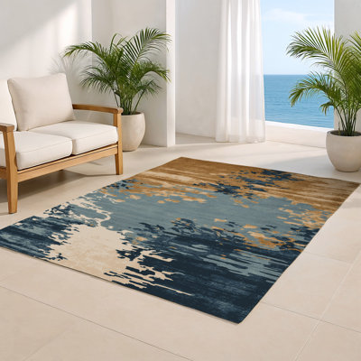 Watercolor Gray Indoor and Outdoor Area Rug