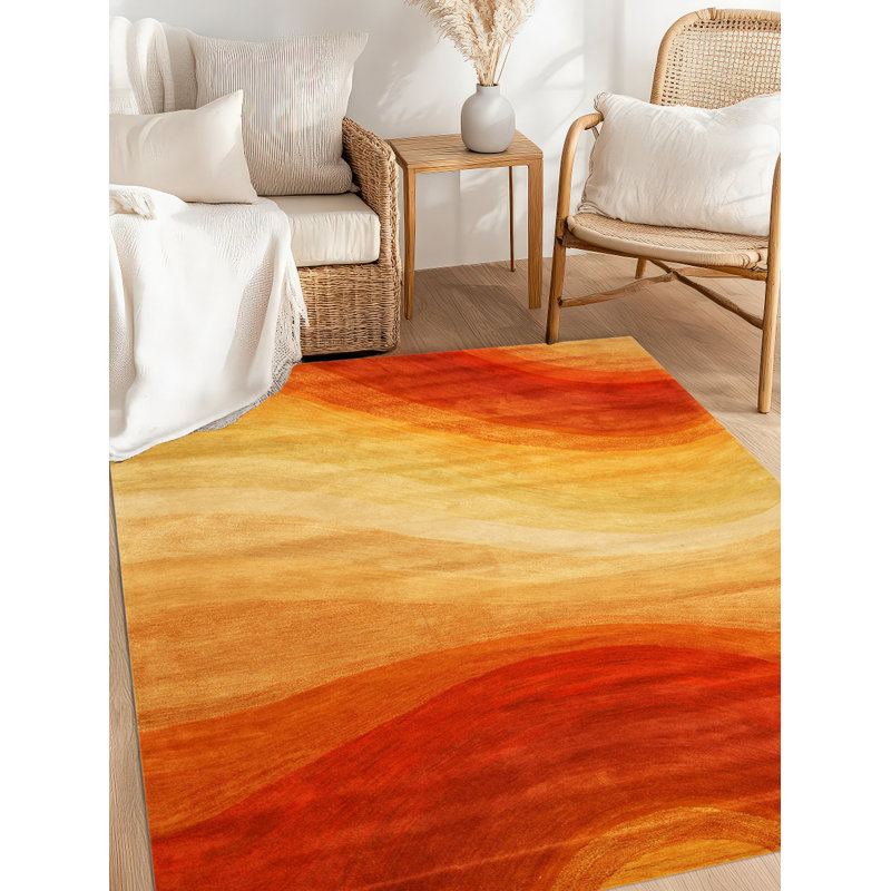 Meridian Rugmakers Classic Vibrant Orange Hand Tufted Wool Rug | Wayfair