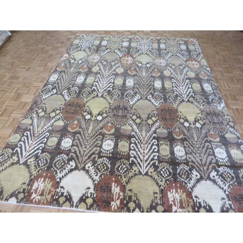 Tapis de zone noué la brun 8 pi 9 po x 12 pi one-of-kind Beaumont