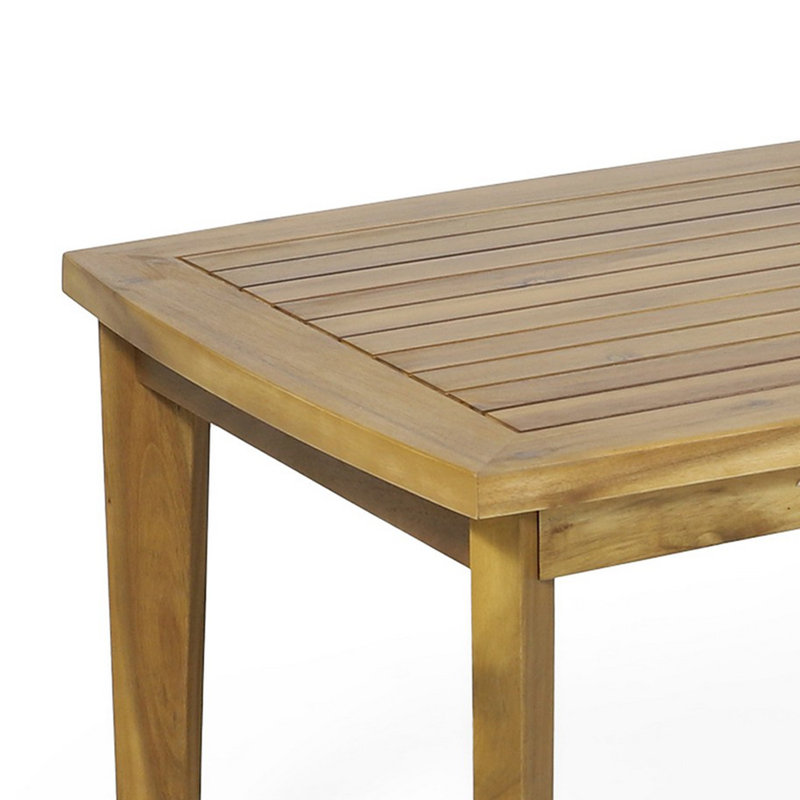Table basse d'extérieur rectangulaire, panneaux à lattes, bois d'acacia brun naturel