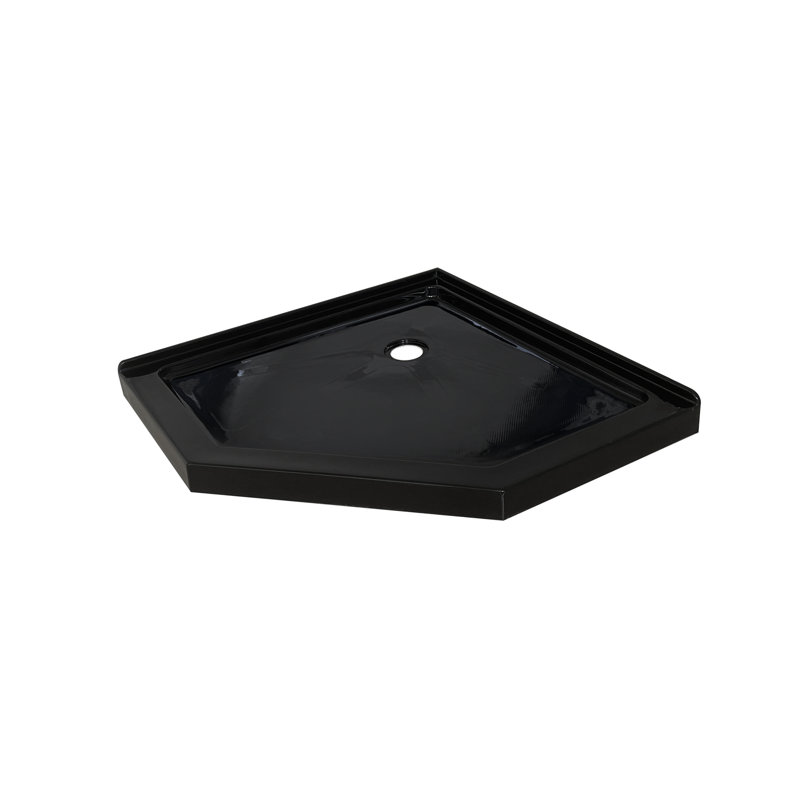 Base de douche à double seuil en acrylique 38 po x P 38 po avec plancher texturé antidérapant et bonde de coin