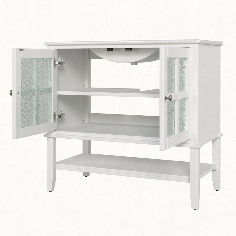 Meuble-lavabo 36 po avec lavabo en céramique, Blanc
