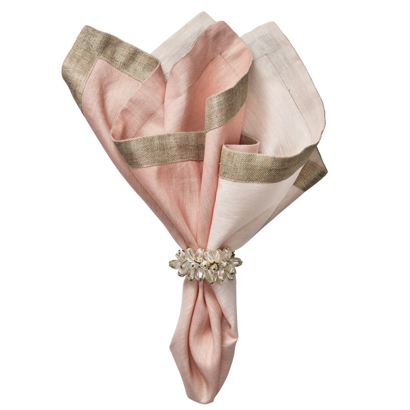 Dip Dye Linen Napkin, Blush/Gold