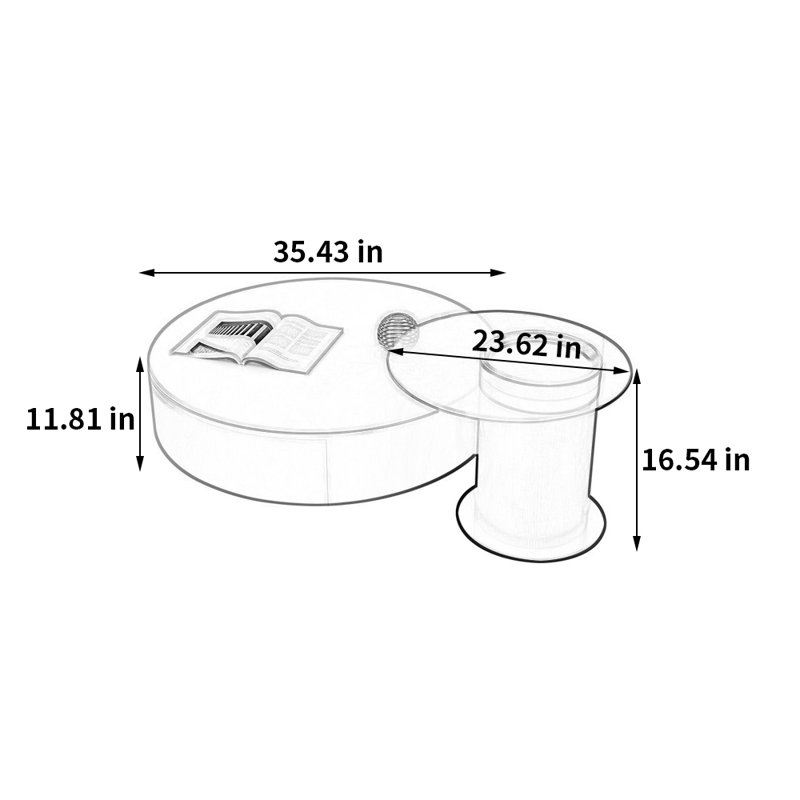 Modern Light Luxury Round Tea Table Combo, 16.54"H x 59.05" W x 35.43" D