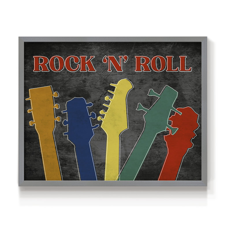 Rock and Roll -Framed Print - Restickable, 8" H x 10" W, Gray