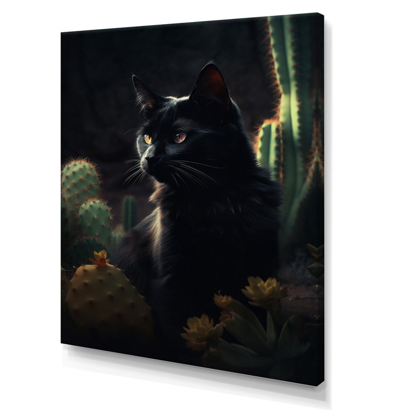 Portrait d'un chat noir, photographie I, H 40 po x l 30 po x P 1,5 po, Toile tendue