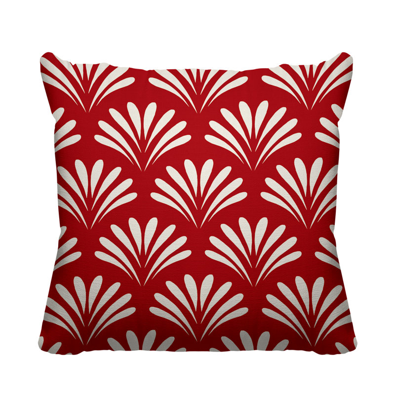 Coussin décoratif intérieur / extérieur Flower Burst, H 19 po x l 19 po, Rouge, Carré
