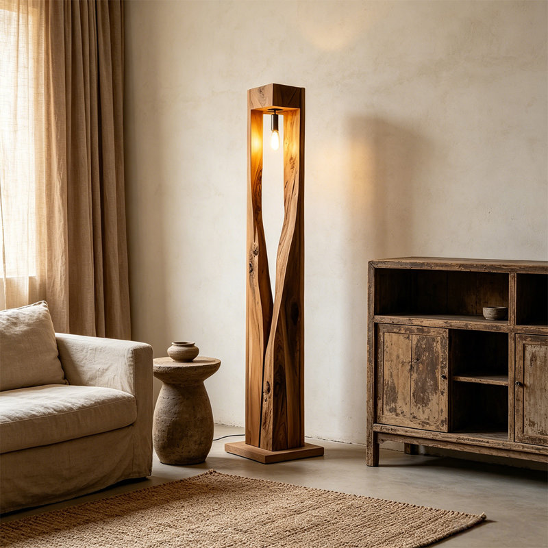 Lampes sur pied en bois massif brun
