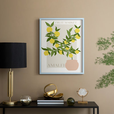 Affiche Amalfi Lemon, reproduction encadrée - bois massif