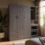 Armoire à 2 portes avec garde-robe, bureau convertible et tiroirs de rangement pour chambre, garde-robe ou buanderie, grise