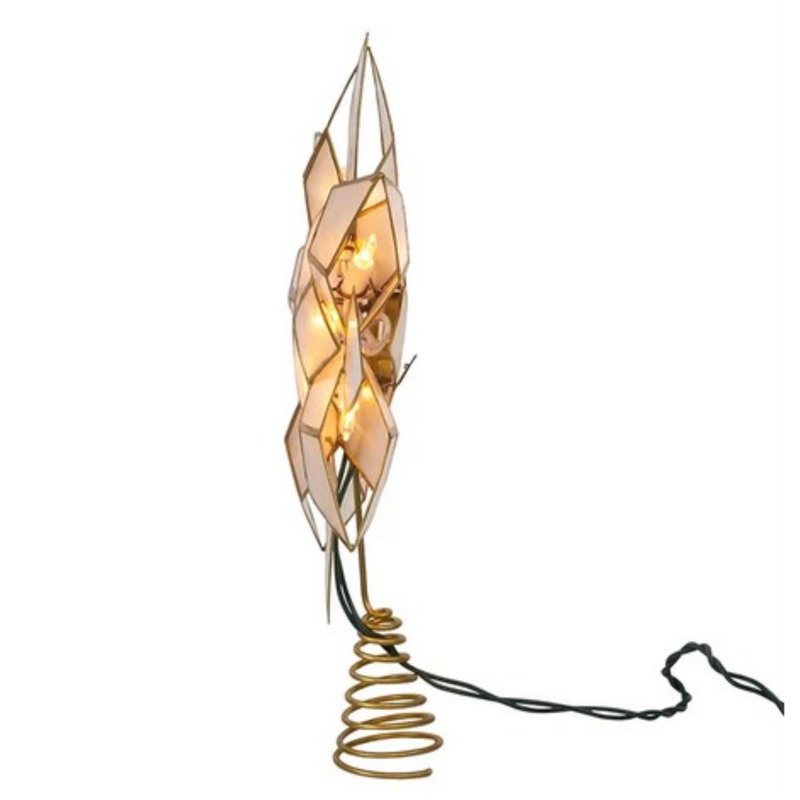 Gold Capiz Shell Double Point Star Christmas Tree Topper, 11.75"