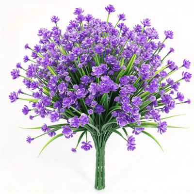 Lot de 10 bouquets de fleurs artificielles résistantes aux UV, arbustes en plastique résistant aux UV pour l'intérieur et l'extérieur de la maison et du jardin
