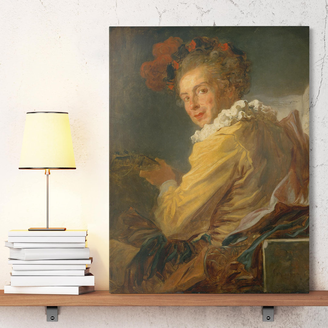 Leinwandbild Die Musik von Jean-Honoré Fragonard in Braun/Gelb