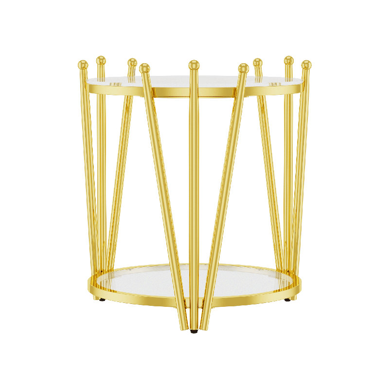Table de bout avec pieds en acier inoxydable, table d'appoint pour le salon, Clair