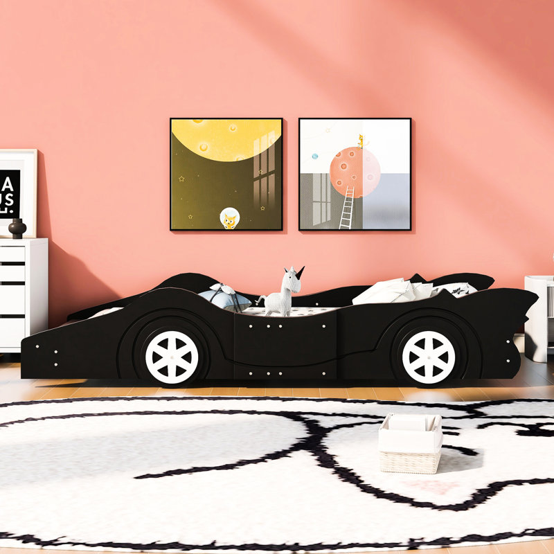 Lit plateforme simple avec roulettes, Noir
