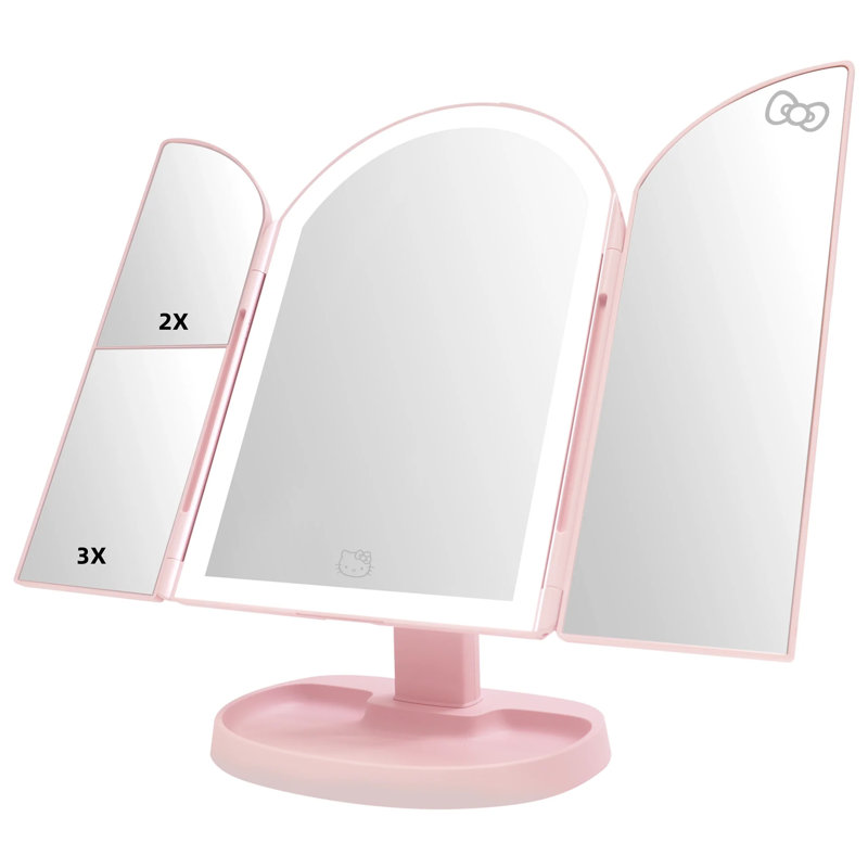 Miroir de maquillage à trois plis pour bureau Vanity Hello Kitty Bowtastic