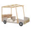 Lit double en bois pour enfants en forme de voiture avec coussin, toile de plafond et lumières DEL - Naturel