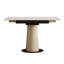 Table de salle à manger avec base en acier inoxydable recouverte de cuir pour la cuisine, petits appartements-129215519